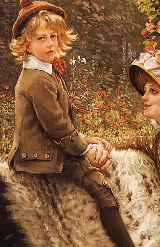 James Tissot - 102, La panca in giardino, 1882, dettaglio 1